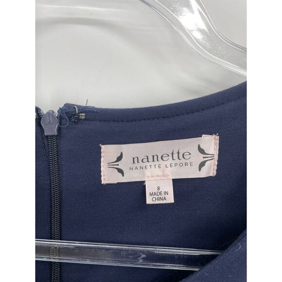 NANETTE LEPORE Womens Blue Bell Sleeve Lace Detail Stretch Dress Size 8 Coquette - Picture 6 of 10